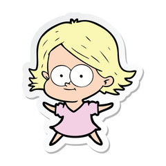 sticker of a happy cartoon girl