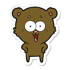 sticker of a laughing teddy  bear cartoon