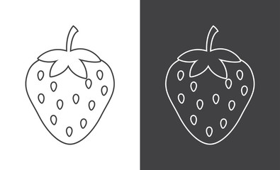 Strawberry sign icon on white and gray background