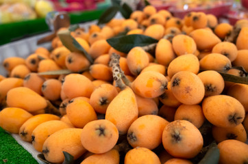 loquat stacked on the marketplace