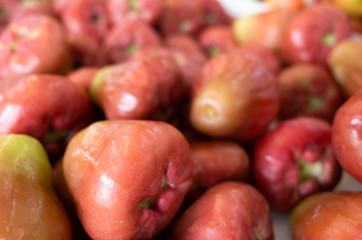 wax apple stacked on the marketplace