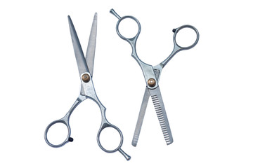 Scissors for haircuts isolated on white background with clipping path.