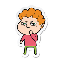 sticker of a cartoon angry man