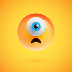 One-eyed high-detailed emoticon, vector illustration