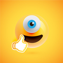 One-eyed high-detailed emoticon, vector illustration