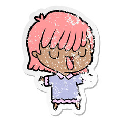 distressed sticker of a cartoon woman