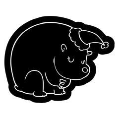 cute cartoon icon of a polar bear wearing santa hat