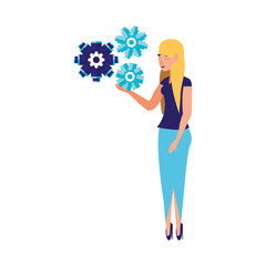 gears machine with young woman