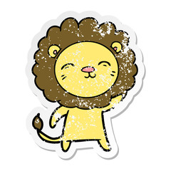 distressed sticker of a cartoon lion