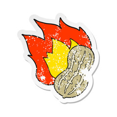 retro distressed sticker of a cartoon cooking peanut