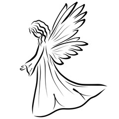 winged angel or fairy in long dress