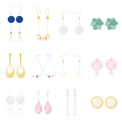 Illustration set of various types of earrings.