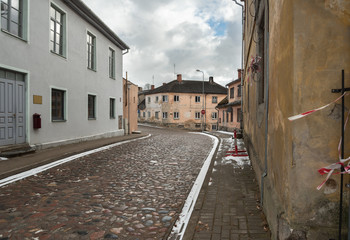 Old houses on street.