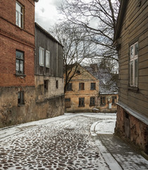 Old houses on street.