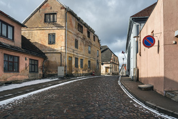Old houses on street.