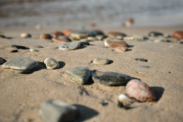Pebble stones by the sea.