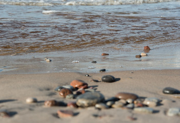 Pebble stones by the sea.