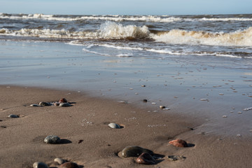 Pebble stones by the sea.