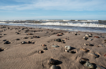 Pebble stones by the sea.