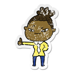 distressed sticker of a cartoon woman