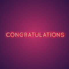 Neon realistic word 'CONGRATULATIONS' for advertising, vector illustration