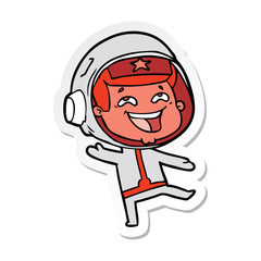 sticker of a cartoon happy space man