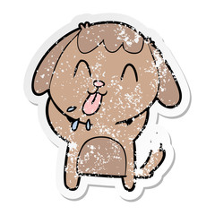 distressed sticker of a cute cartoon dog