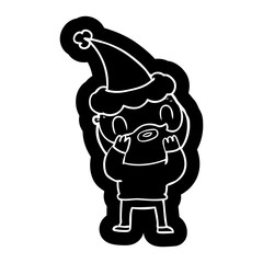 Fototapeta premium cartoon icon of a bearded man wearing santa hat