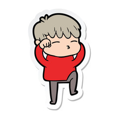 sticker of a cartoon curious boy