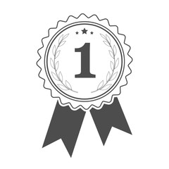 Ribbons award with laurel wreath inside isolated on white. Vector illustration.