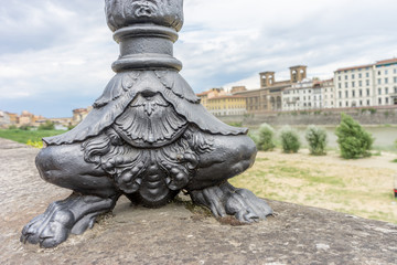 Fototapeta premium Italy,Florence, Ponte Vecchio lamp post base