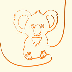 3D line art koala animal illustration, vector illustration