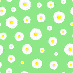Floral seamless pattern on green background.