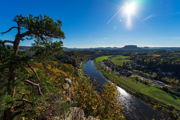Obraz premium The Elbe valley in Saxon Switzerland (Saechsische Schweiz). Germany.