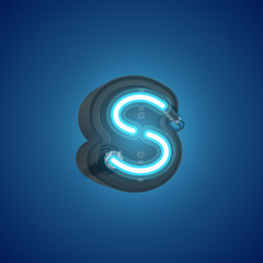 Naklejka premium Realistic neon character from a set with console, vector illustration