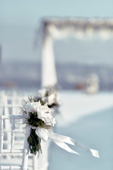 bouquet of flowers in vase on wooden table