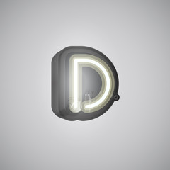 Obraz premium Realistic neon character from a set with console, vector illustration