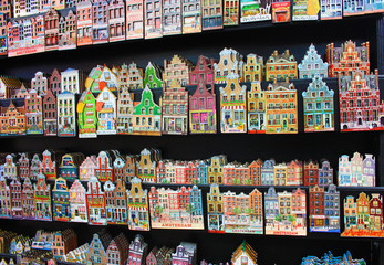 Fototapeta na wymiar magnets of the historic buildings of Amsterdam