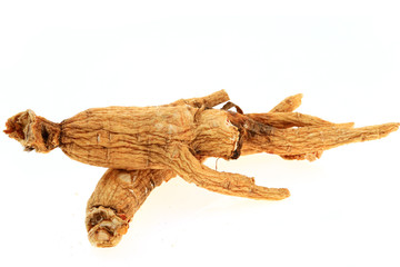 Ginseng on a white background