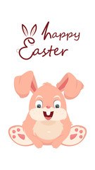 Fototapeta na wymiar Easter concept, happy easter, format for instagram greetings. The idea of an Easter bunny in the form of an oval egg. Funny rabbit in the form of an Easter egg. Cartoon vector illustration.