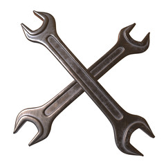 Wrench. Spanner repair tool. Mechanic or engineer instruments. Support service 3d render illustration isolated on white background.