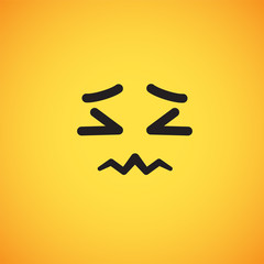 Fototapeta premium Realistic yellow emoticon in front of a yellow background, vector illustration