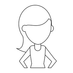 Woman faceless avatar cartoon in black and white