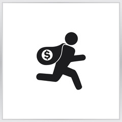 Bandit icon. thief stole the money. Robber icon