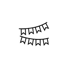 Web line icon. Flags garland, holiday decoration , logo isolated on white background