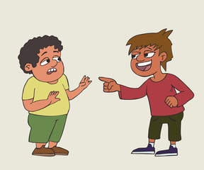cartoon boy mocking fat kid
