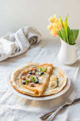Traditional russian pancakes. Springtime. Shrovetide.