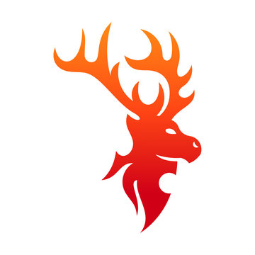 fire logo, fire deer silhouette logo design