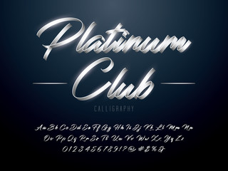 Elegant Silver Colored Metal Chrome alphabet design