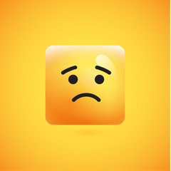 Fototapeta premium High detailed square yellow emoticon on a yellow background, vector illustration